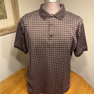 Vintage!! Designer!! Robert Barakett Brown Grid Polo Shirt